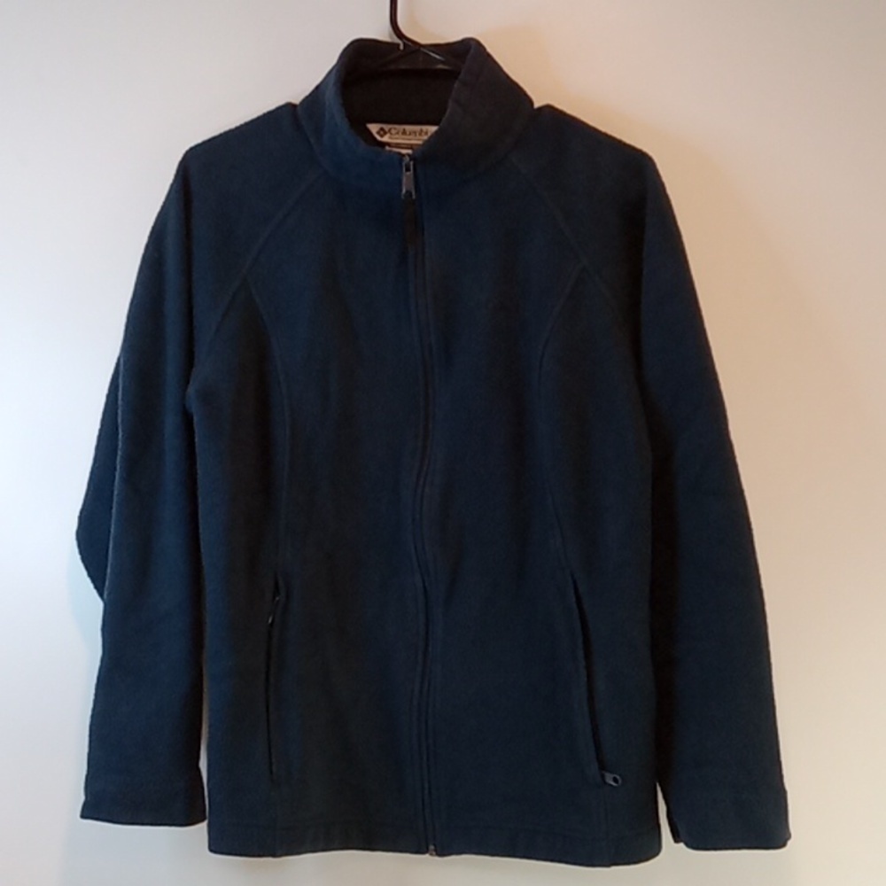 Columbia Full Zip Fleece Jacket Sweater Long Sleeve Women's Sz L Blue EUC NICE!